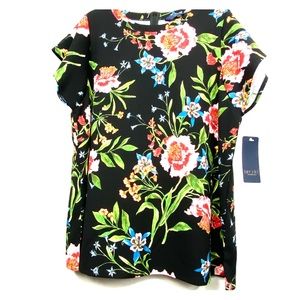Rachel Roy Black Combo Floral Top